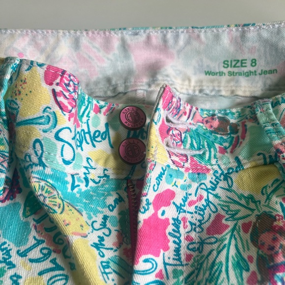 Lilly Pulitzer Jeans Worth Straight Leg In the Beginning Juice Stand Print Sz. 8 - Picture 4 of 8